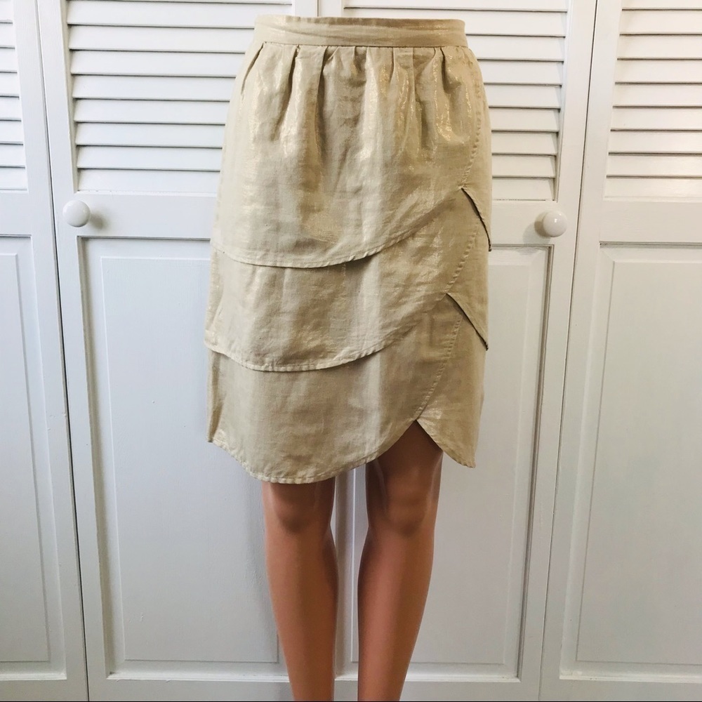 Edme & Esyllte By Anthropologie Gold Shimmer Skirt Size 8